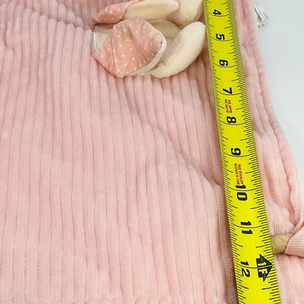 Modern Baby Bunny Lovey Pink White Floral Teether Rattle Security Blanket